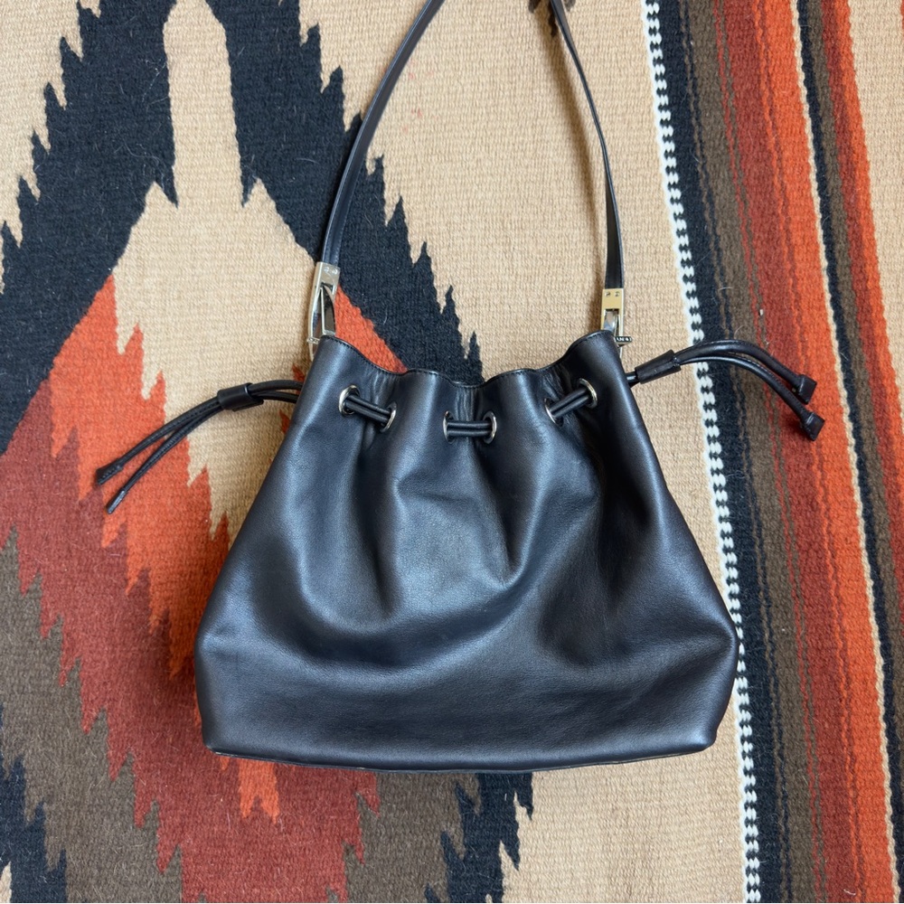 Black bucket Leather Women's Bag